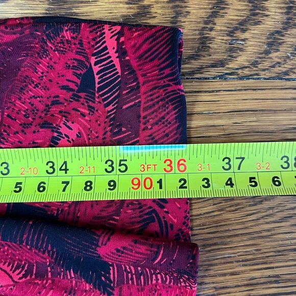 NORMA KAMALI Red & Black Feather Print Faux Wrap Stretch Dress   Women's Size L - Picture 8 of 10